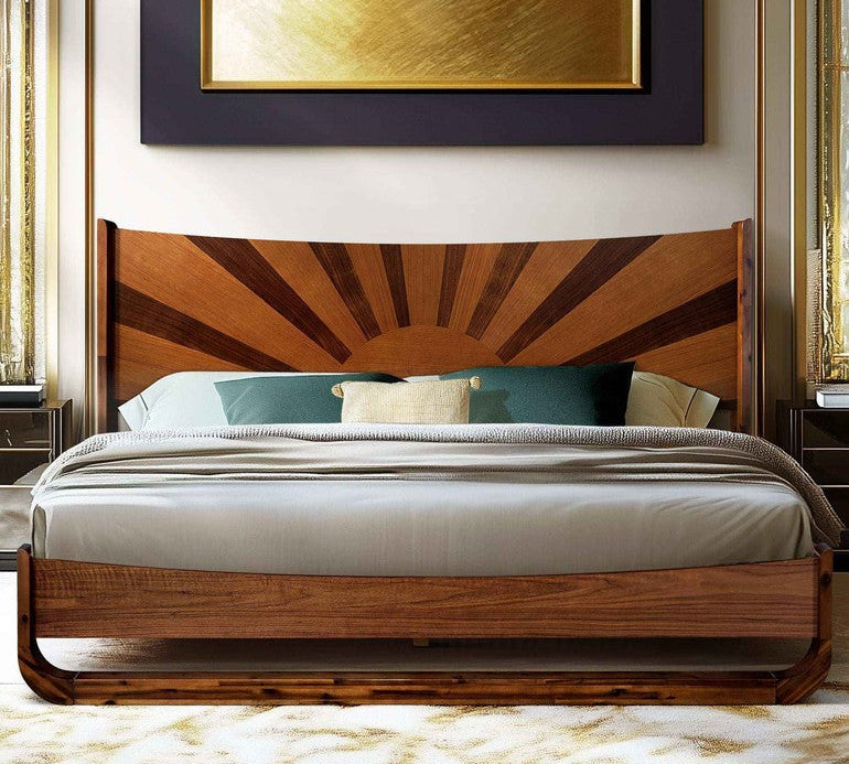 Sunset Solid Wood Bed Frame With Headboard