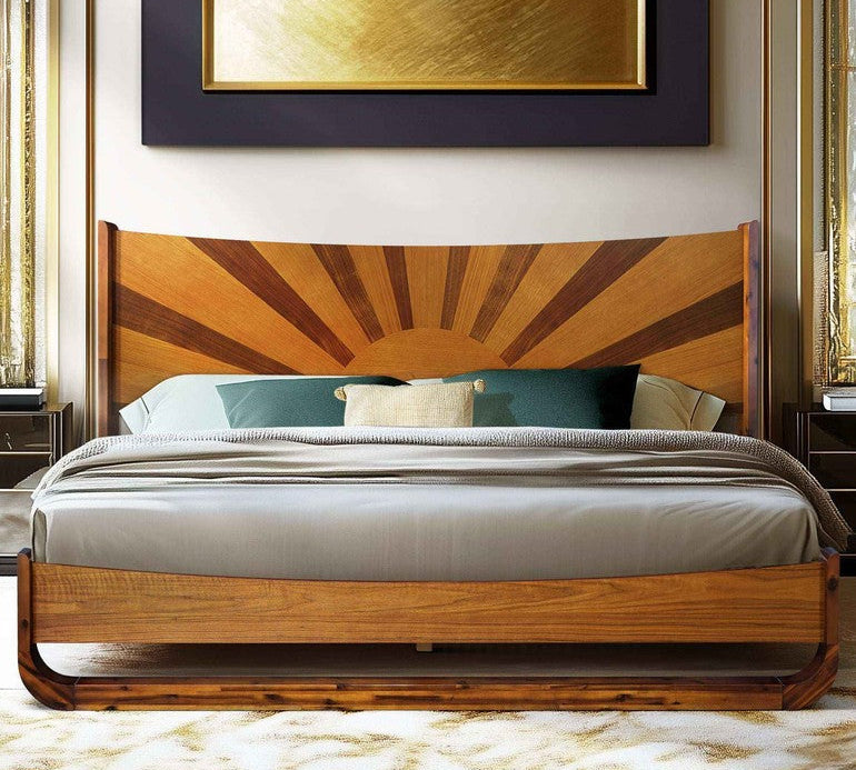 Sunset Solid Wood Bed Frame With Headboard