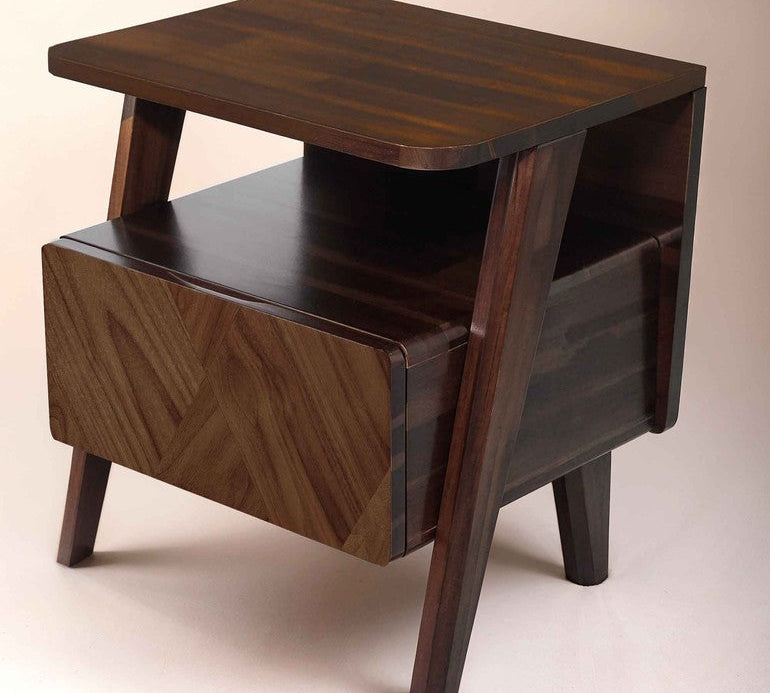 Rum Handcrafted Solid Wood Nightstand