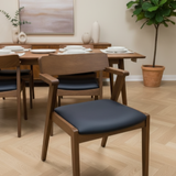 Hoft Home Zola Vegan Leather DINING CHAIRS Black/Walnut 19.5w23.5d30.5h