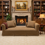 Interior Crafts Inc. Custom Double Chaise Striped Rounded Arm SOFA 97Wx38Dx28H