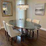 Knoll Oval Green Marble Top DINING TABLE 78w48d28h