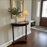 Neoclassical Half-Moon Marble Top CONSOLE TABLE 29w14.5d30h