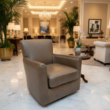 Pottery Barn Irving Square Arm Leather Swivel CHAIR 31w28d32h