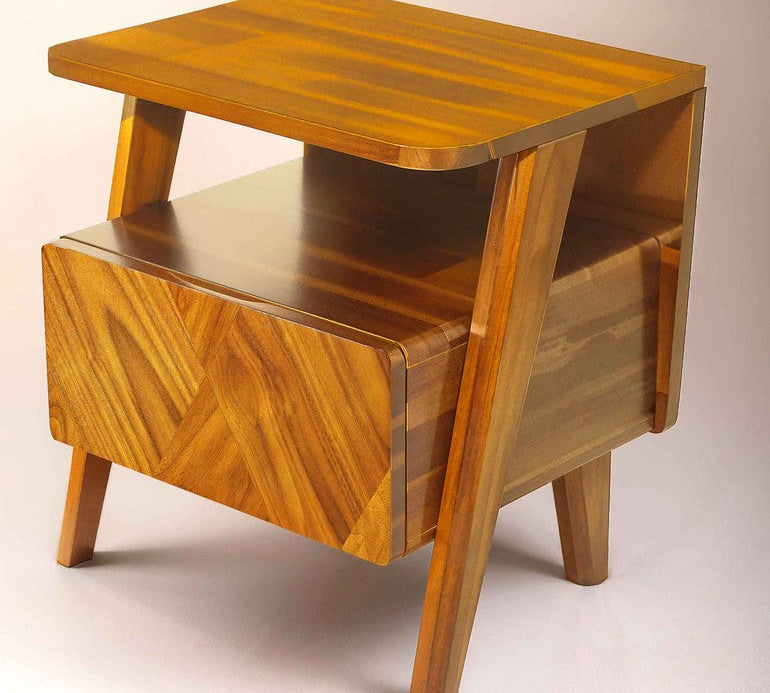 Rum Handcrafted Solid Wood Nightstand