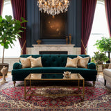 Eastover Tufted Sofa in Sumptuous Chenille in Rainforest.