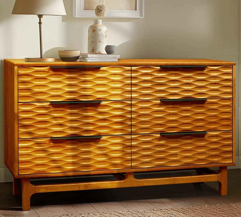 Elara Solid Wood Dresser with 6 Drawers