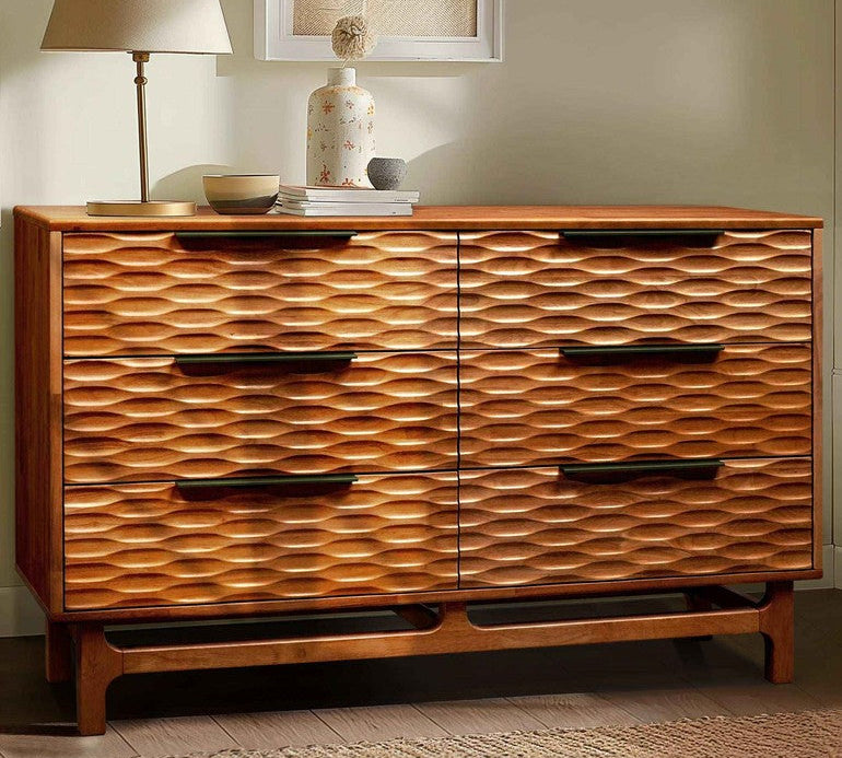 Elara Solid Wood Dresser with 6 Drawers