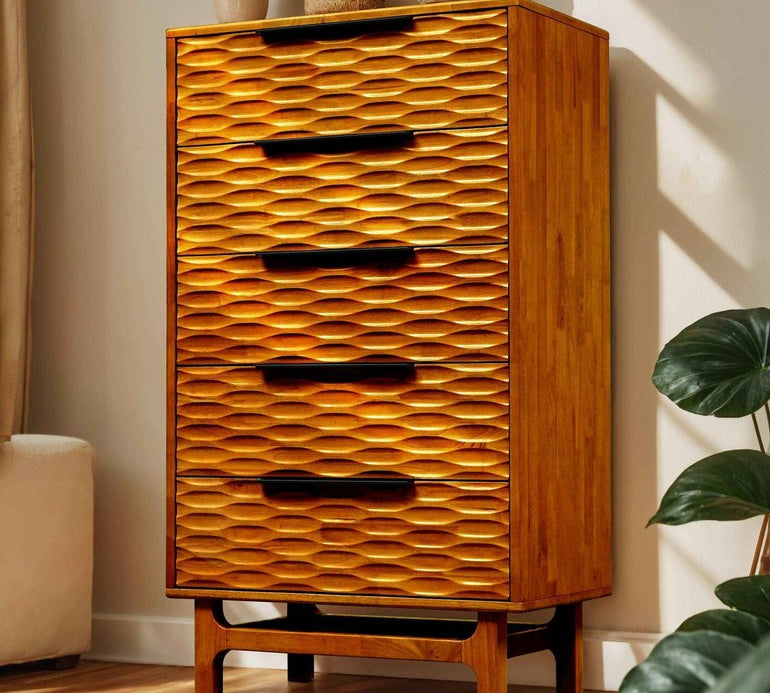 Elara Solid Wood Dresser with 5 Drawers