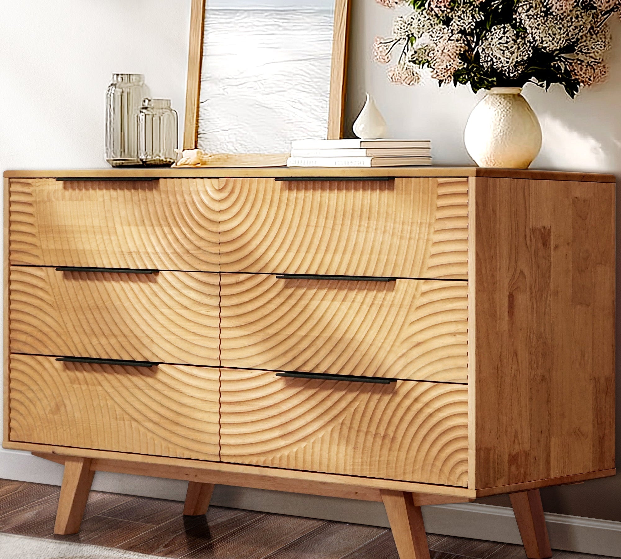 Harmony Solid Wood Dresser with 6 Drawers