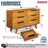 Harmony Solid Wood Dresser with 6 Drawers