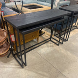 2pc Set Wooden & Iron Pedestal CONSOLE TABLE Black 48Wx16Dx32H largest