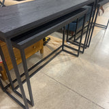 2pc Set Wooden & Iron Pedestal CONSOLE TABLE Black 48Wx16Dx32H largest