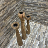 Bloomhome 3pc Set Tulip Candle Holders Barnwood ACCESSORIES 2.5d15h Tallest