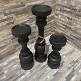 3pc Set Laurel Candle Stand ACCESSORIES Black 4Wx15H tallest