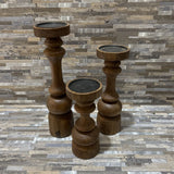 Bloomhome 3pc Set Laurel Candle Stand Weathered ACCESSORIES 3.5d15h Tallest