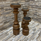 Bloomhome 3pc Set Laurel Candle Stand Weathered ACCESSORIES 3.5d15h Tallest