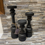 3pc Laurel Candle Stands ACCESSORIES Black 3.5d15h Tallest