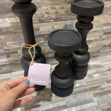 3pc Laurel Candle Stands ACCESSORIES Black 3.5d15h Tallest