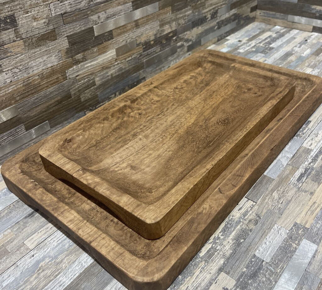 2pc Jaipore Wood Charger / Bread Board ACCESSORIES Barn 18Wx10Dx1H largest