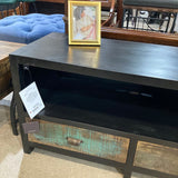 Black Reclaimed Mosaic 3 Drawer Media Unit MEDIA CONSOLE 69w18d23.5h