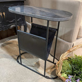 Bloomhome Roxy Leather Magazine Table SIDE TABLE 22w9.5d23.5h