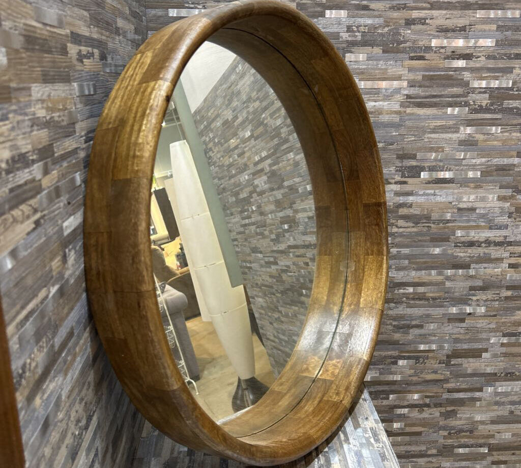 Bloomhome Luca Wooden Round Mirror Weathered MIRRORS 30d