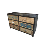 Villa2 Black Reclaimed Mosaic 6-Drawer Large DRESSERS/CHESTS 51w18d32h