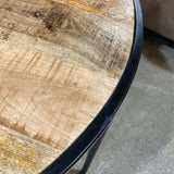 2pc Set Round Wood & Iron Nesting COFFEE/COCKTAIL TABLE 30Wx18H largest