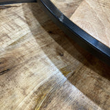 2pc Set Round Wood & Iron Nesting COFFEE/COCKTAIL TABLE 30Wx18H largest