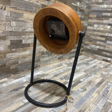 Bloomhome Amelia Brown Wood Round Clock On Stand ACCESSORIES 6Wx5.5Dx10H