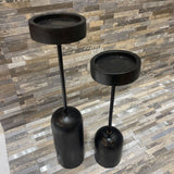 2pc Black Soho Wooden Iron Candle Pillars ACCESSORIES 3.5Wx15H