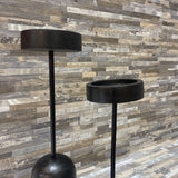 2pc Black Soho Wooden Iron Candle Pillars ACCESSORIES 3.5Wx15H