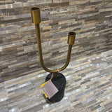 Bloomhome Libra Black Wood & Brass 2-Candle Holder ACCESSORIES 5.5Wx18H