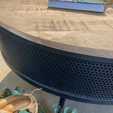 Villa2 Industrial Round Wood & Metal COFFEE/COCKTAIL TABLE Black/Weather Barn 35d9h