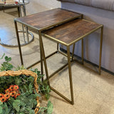 Villa2 Iron Wooden Nesting Table Set Of 2 END/SIDE TABLE 22w12d22h