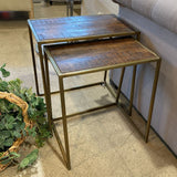 Villa2 Iron Wooden Nesting Table Set Of 2 END/SIDE TABLE 22w12d22h