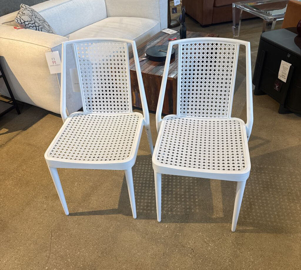 Woodard 2pc Set Parc Aluminum Stacking Chairs OUTDOOR White 21w23.5d33h