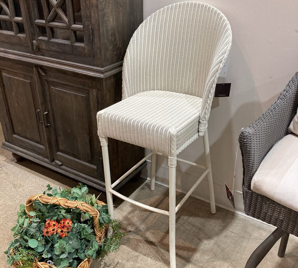 Lloyd Flanders Wicker Barrel Bar Chair OUTDOOR 19.5w24d46h