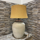 Potter Barn Stoneware Base Courtney w/ Burlap Shade TABLE LAMP 17Wx29H