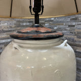 Potter Barn Stoneware Base Courtney w/ Burlap Shade TABLE LAMP 17Wx29H