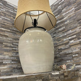 Potter Barn Stoneware Base Courtney w/ Burlap Shade TABLE LAMP 17Wx29H