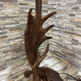 Rustic Western Style Faux Antler Base w/ Faux Leather Shade TABLE LAMP 17Wx33H