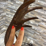 Rustic Western Style Faux Antler Base w/ Faux Leather Shade TABLE LAMP 17Wx33H