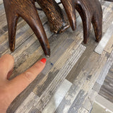 Rustic Western Style Faux Antler Base w/ Faux Leather Shade TABLE LAMP 17Wx33H