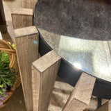 Rustic Style Mirrored Top Accent Table END/SIDE TABLE 15d18h