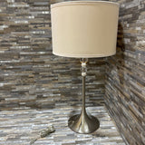 Brushed Nickle Tapered Lamp w/ Drum Shade TABLE LAMP 15d30.5h