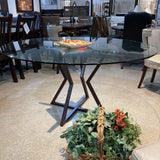 Modern Sculptural Pedestal Round Glass Top DINING TABLE 57.5Wx29H
