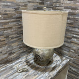 Decorative Carved Base w/ Beige Shade TABLE LAMP 17d23h