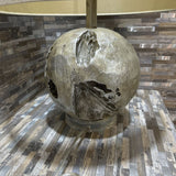 Decorative Carved Base w/ Beige Shade TABLE LAMP 17d23h